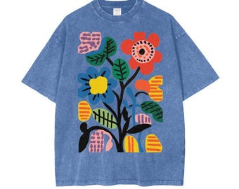 Oversized Floral Shirt for Men, Pressed Flowers t-Shirts, Floral Shirt,