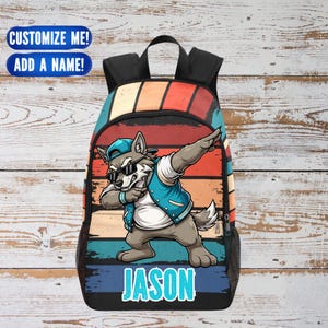 Dabbing Wolf Backpack for Boys With Name On for Back to School