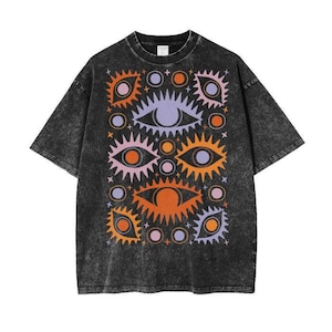 Oversized Shirt With Evil Eyes, Evil Eyes Shirts for Men And Women, Celestial T-Shirt, TShirt Oversize With All Seeing Eye Mystical, Weird