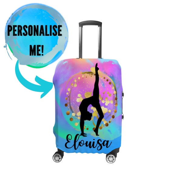 Personalized Girls Gymnastics Luggage Cover,  Custom Suitcase Cover for Gymnasts Girls,  Vacation Gifts for Daughter Gymnastics Competition