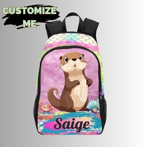 Custom Otter Backpack for Toddlers, Customized Otter Bookbag for Children Starting Kindergarten, Customized School bag for Kids, Otter Gift
