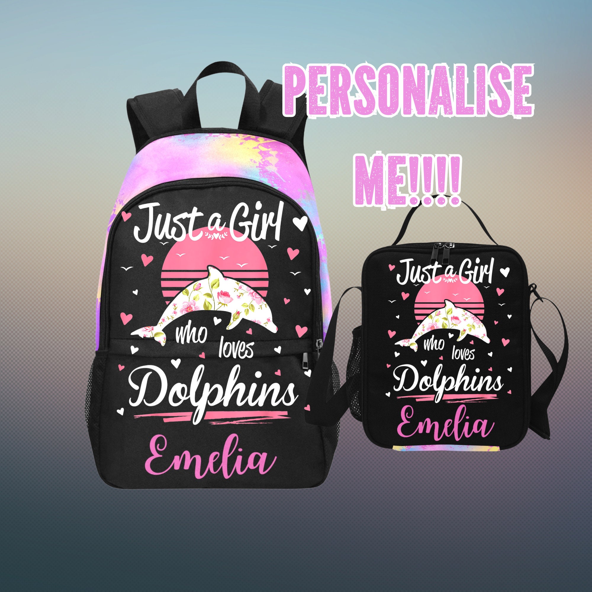 Just A Girl Who Loves Dolphins Backpack for Girls Custom Backpack