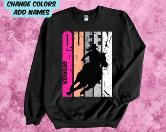 Personalized Rodeo Queen Birthday Sweatshirt , Pink Country Girl Sweatshirt For Rodeo Girls Teen Teenagers, Gift for Rodeo GIrl