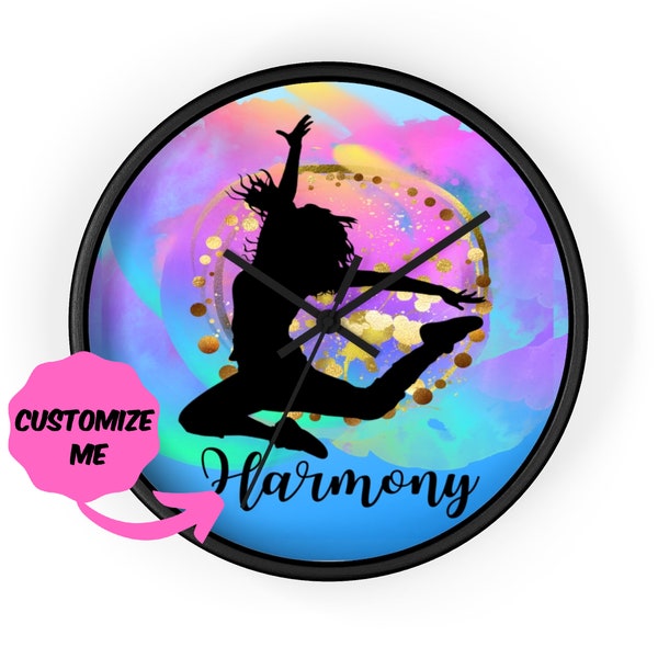 Personalized Wall Clock for Dancers -  Girls Dancing Clock for Kids- Cool Modern Dance Gift for Christmas Or Birthdays For Women & Girls