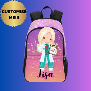 Sac à dos de médecin personnalisé pour fille, sac d'infirmière avec sac à lunch assorti, cartable pour médecin, enfants, filles, tout-petits, maternelle