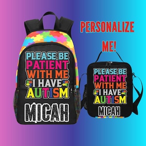 J'ai un sac à dos avec un nom pour l'autisme, sac à dos de sensibilisation à l'autisme pour enfants autistes - Sac à dos pour garçons sur l'autisme et cadeaux scolaires
