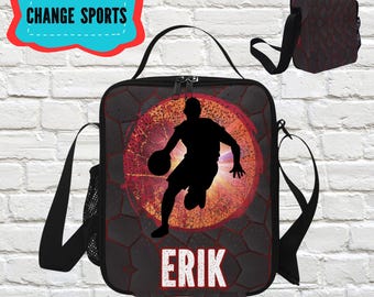 Personalized Basketball Lunchbox for Boys,  Customized Lunchbag  for Basketball Boys with Name On, Basketball Gifts for Secondary School
