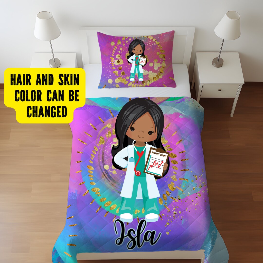 Custom Girls Doctors Quilt Cover and Pillow Set Personalised Etsy