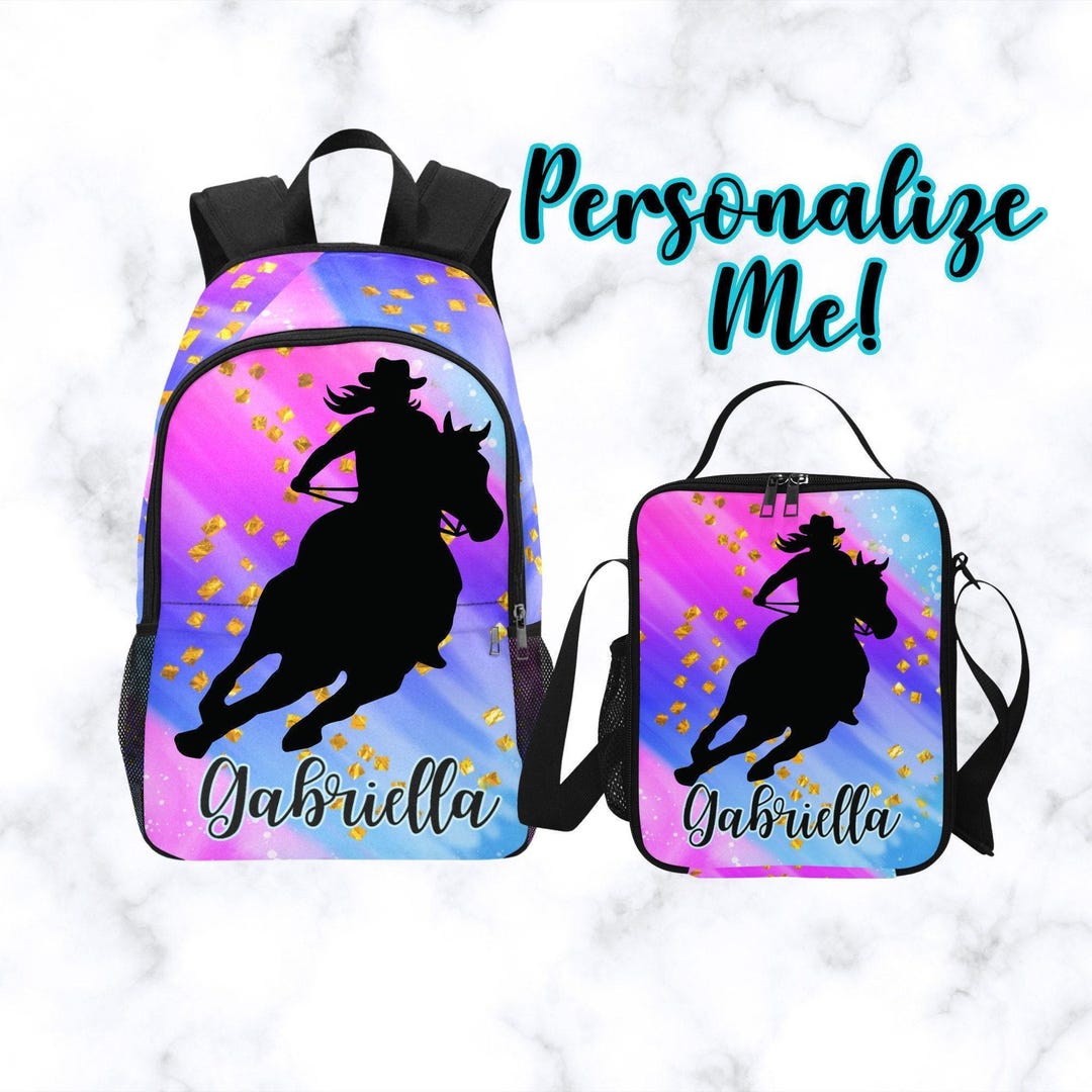 Personalized Kid Backpack for Barrel Racing Girls, Rodeo Backpack With ...