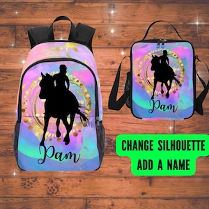 Sac à dos cheval personnalisé pour filles - Sac d'équitation personnalisé pour enfants - Cartables d'école pour filles - Cadeau cheval pour l'anniversaire d'une fille