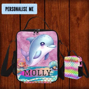 Sac à lunch Dauphin pour tout-petits avec nom, Sacs à lunch personnalisés pour filles, Sacs à lunch pour filles avec dauphins, Repas personnalisé