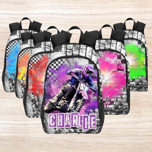 Backpacks for Motocross Kids, Custom Dirt Bike Backpacks for Boys, Boys Motocross Backpacks With Name On, Dirtbiker GIfts, Gift for Dirt