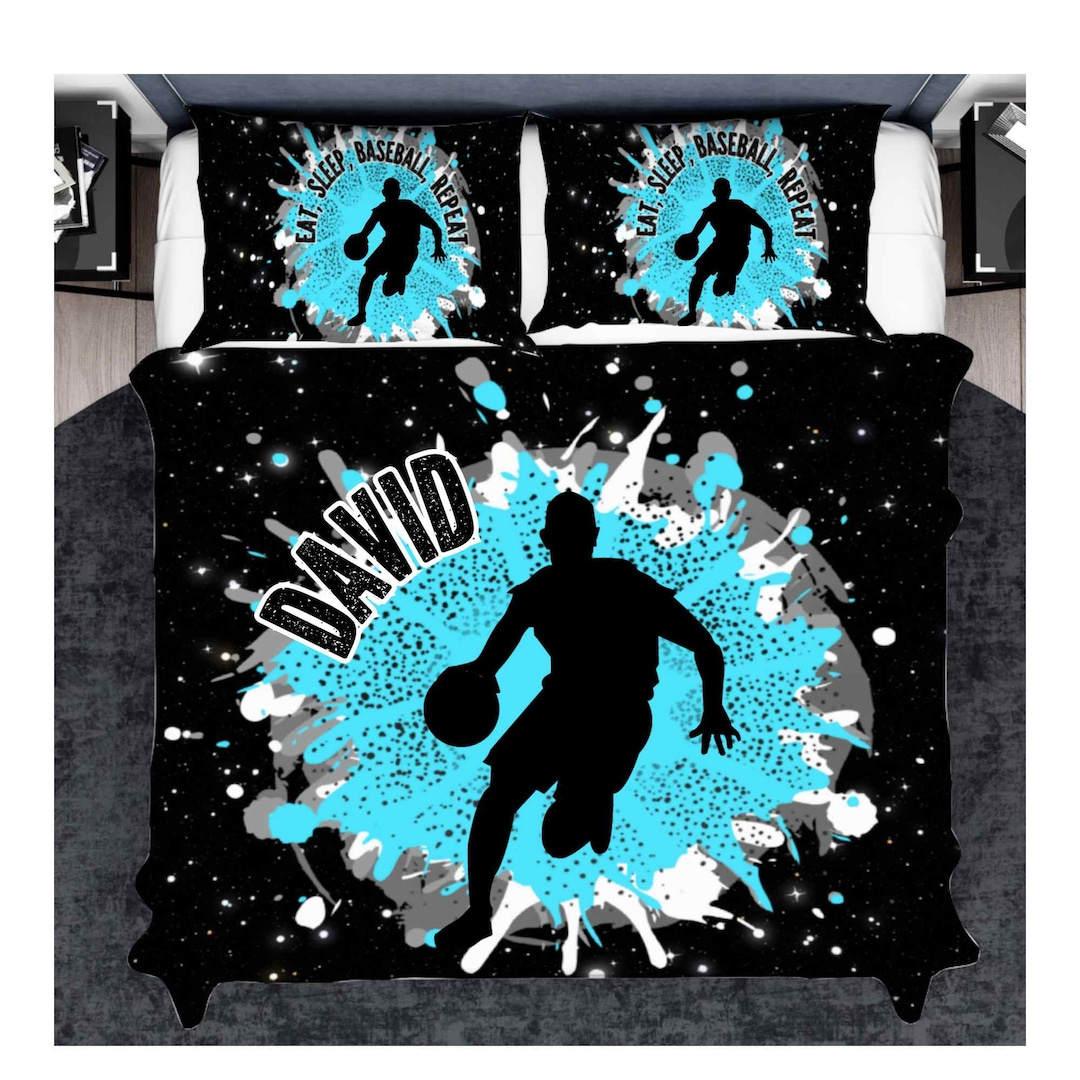 Personalized Basketball Duvets Cover Set for Boys, Custom Bedding Set