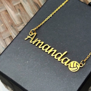 Volleyball Necklace With Name and Number, Personalized Sports Gift for Volleyball Girls, Name Necklaces for Sporty Girls, Named Necklace