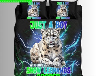 Custom Just A Boy Who Loves Snow Leopards And Comforter Sets