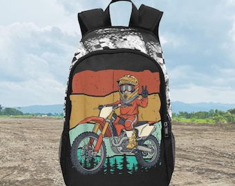 Mochilas retro de motocross para niños