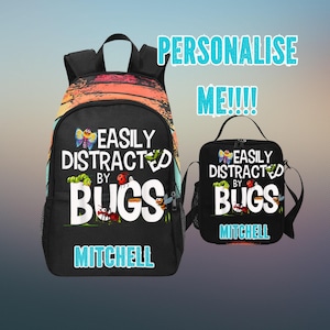 Sac à dos amusant pour garçons, sacs à dos personnalisés pour amateurs d'insectes, sacs à dos insectes, sacs à livres sur insectes, cadeau pour entomologiste enfants garçons filles