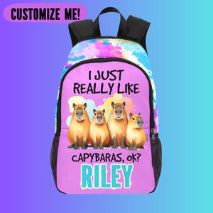 J'aime vraiment beaucoup le sac à dos Capybara pour fille, cartable pour la rentrée des classes pour enfants Capybara, cadeaux Capybara personnalisés pour enfant