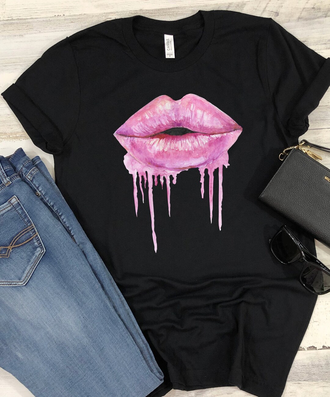 Dripping Lips Tee for Women, Lips T Shirt, Lips & Teeth Tee, Lips