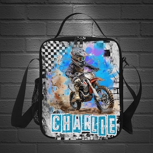 Sac à lunch personnalisé tout-terrain pour garçons, Sac à lunch personnalisé tout-terrain avec nom, Cadeaux motocross, Garçons tout-terrain, Rentrée des classes