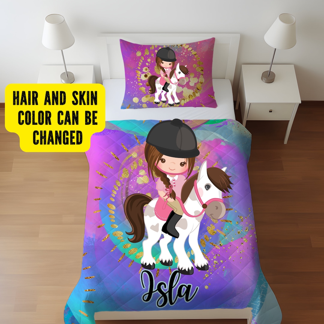 Custom Girls Horse Quilt Cover and Pillow Set Personalised Etsy