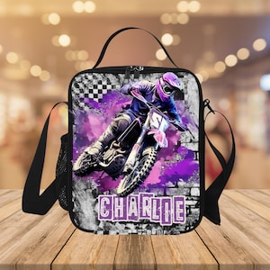 Boîte à lunch personnalisée Dirtbike pour garçons, Sac à lunch personnalisé pour Dirtbiker garçons avec nom, Cadeaux motocross, Dirt Biker Boys