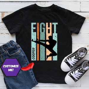 8th Birthday Shirt For Karate Boys Fully Personalized - Customised TShirt for Karate Martial Arts - Birthday TShirt for Karate Boys Kids Bild 1