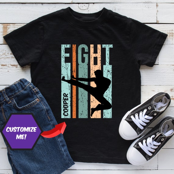 8th Birthday Shirt For Karate Boys Fully Personalized - Customised TShirt for Karate Martial Arts - Birthday TShirt for Karate Boys Kids