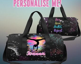 Personalized Weekender Bag for Gymnastics Girls -  Customized Gymnastics Duffle Bag - Large Backpack for Gymnasts Training Gym Bags Kids