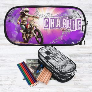 Trousse de motocross personnalisée pour fille, articles de papeterie de motocross pour enfants, cadeaux de motocross personnalisés pour la rentrée des classes