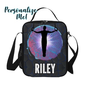 Sac à lunch de gymnastique pour garçons, sac à lunch de gymnaste personnalisé avec sangles pour école primaire pour enfants, avec nom sur les anneaux de gymnastique