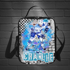 Boîte à lunch de hockey sur glace personnalisée, cadeaux hockey pour garçons, sacs à lunch de hockey avec nom, sacs à lunch de hockey sur glace personnalisés
