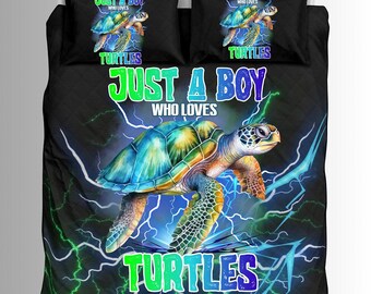 Custom Just A Boy Who Loves Turtles Duvets And Comforter Sets