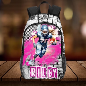 Sacs à dos de football américain pour fille, Sacs de football personnalisés pour fille, Sacs à dos de rentrée scolaire pour joueuses de football avec nom