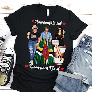 Dominica Shirt for Women, Cute Proud Dominica TShirt, American Dominican Shirt, South American Born TShirt,  Dominican Roots DNA Flag