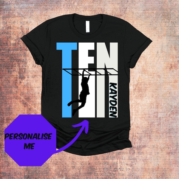 Ninja Warrior Birthday Party TShirt for Kids - Boys Ninja Warrior TShirt - Group Party tShirt for Boys Parkour Climbing Swinging Childrens