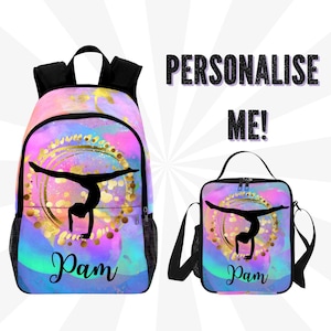Sac à dos de gymnastique personnalisé pour fille - Sac à dos de gymnastique personnalisé avec nom - Cartable ou cartable pour gymnaste, enfant, équilibre renversé, reine