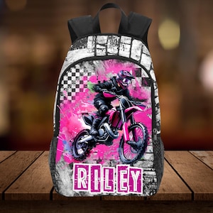 Sacs à dos tout terrain pour garçons avec nom, Sacs à dos de motocross personnalisés, Sacs à dos tout terrain personnalisés pour enfants, Sacs à dos pour ados pour enfant de sports mécaniques