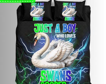 Custom Just A Boy Who Loves Swans Duvet And Comforter Sets
