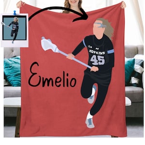 Customized  Lacrosse Blanket Throw Minimalistic Style Aesthetic, Personalized Blanket for  Lacrosse Players, Gift for  Fan Sports Sporty