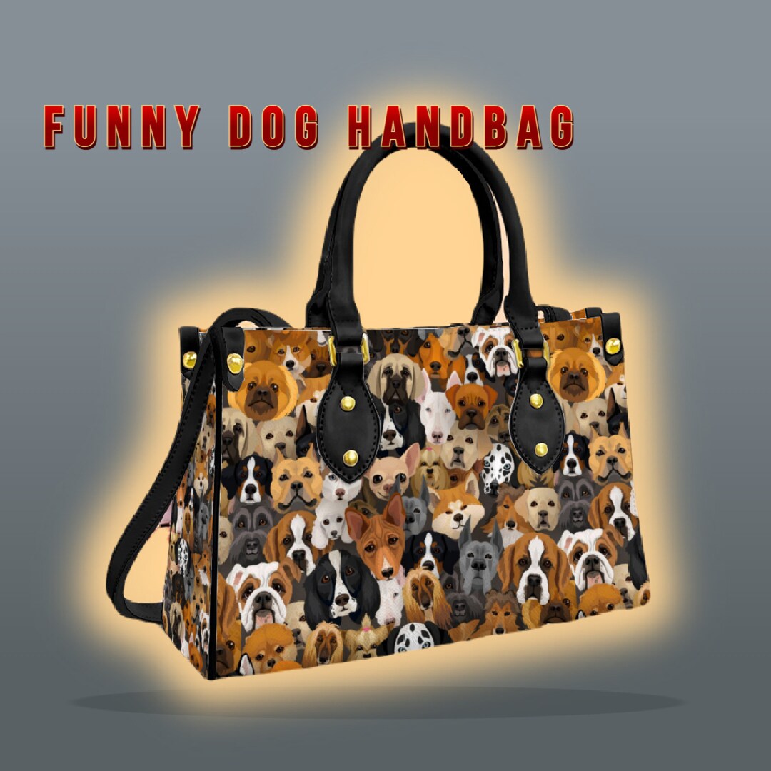 Womens Dogs Handbag With Straps, Work Handbag for Dog Lovers, Bull