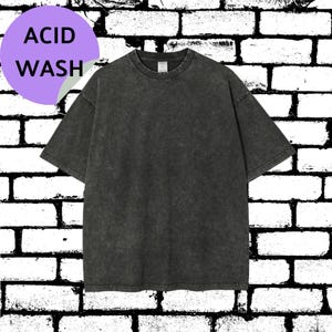 Oversized Acid Wash T-Shirt  for Men And Women, Japanese Streetwear Clothing, Plain Black Acid Washed TShirts in Oversize Style