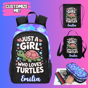 Custom Just A Girl Who Loves Turtles Backpack for School