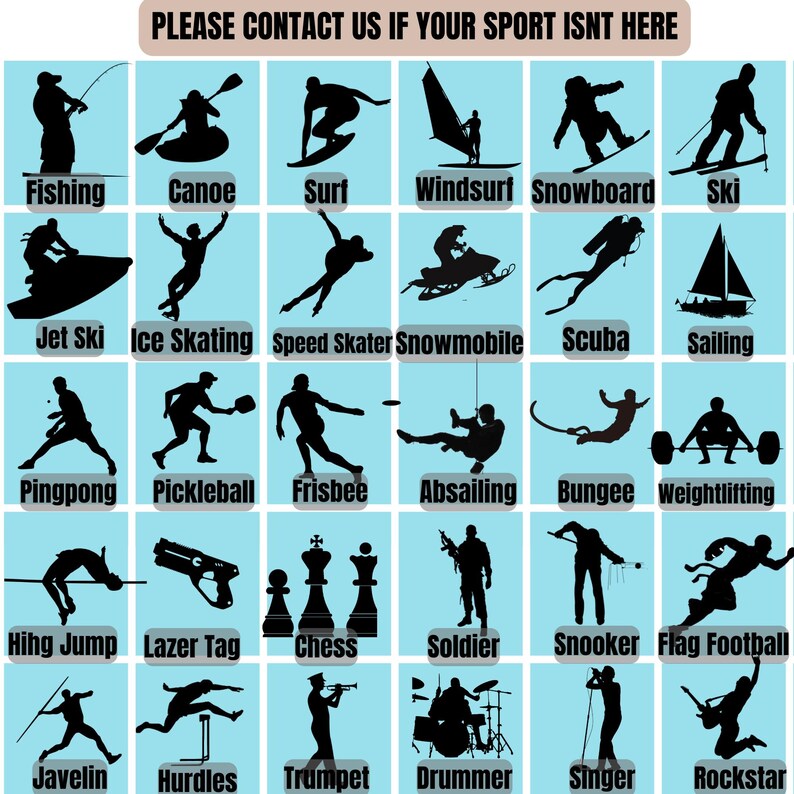 a poster showing different types of sports equipment