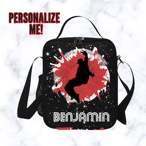 Sac à lunch personnalisé Dance Boys disponible avec sac à dos assorti, boîte à lunch Break Dancer personnalisée avec sangle pour les enfants qui dansent