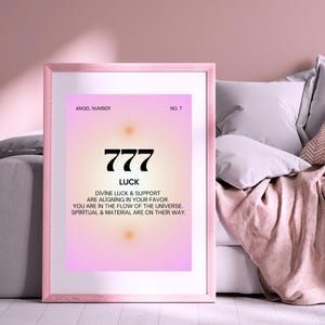 777 Angel Number Manifest Poster, Custom Aura Print, Printable Wall Art, Angelic Digital Print, Angel Numbers 111 222 333 444 777