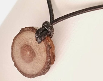 Laburnum wood slice pendant natural wooden necklace