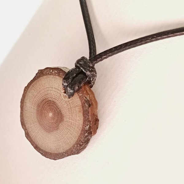 Laburnum wood slice pendant natural wooden necklace