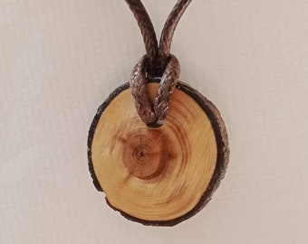 Yew slice pendant natural wooden necklace