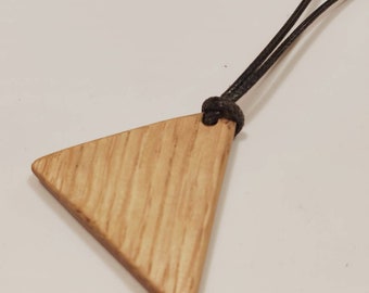 English Oak hand-carved summer shape pendant necklace- triangle